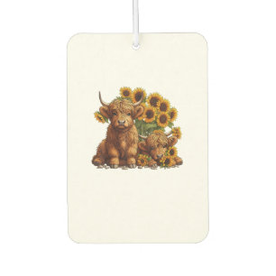 Ambientador Cute Scotland Highland Cow Sunflower Día de la Mad