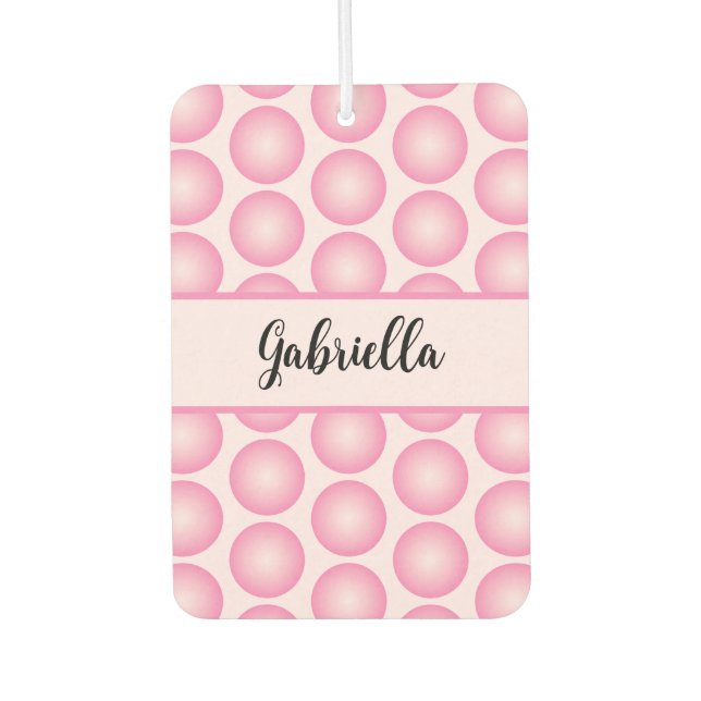 Ambientador Cute Script Name Pink Bubbles Pastel Air Freshener (Anverso)