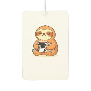 Ambientador Cute Sloth Relajándose con Café Caliente Camiseta 