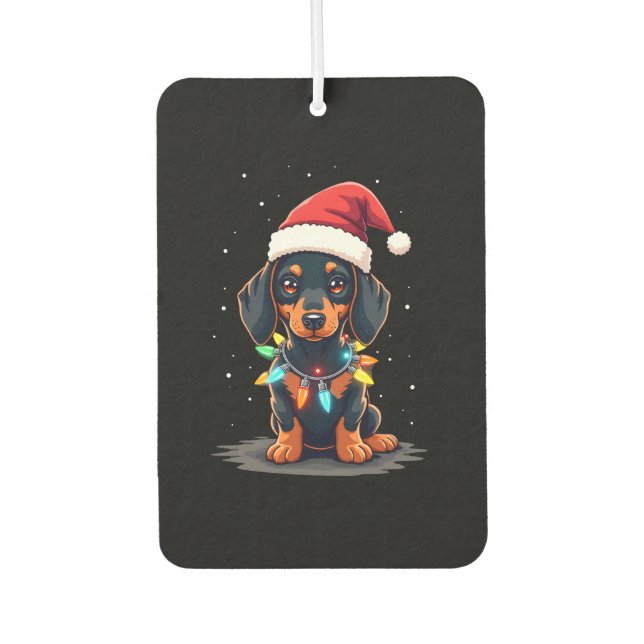 Ambientador Dachshund Christmas Lights Santa Hat Xmas Dog Love (Anverso)