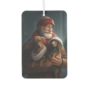 Ambientador Dachshund con Santa Claus Navideño Festivo