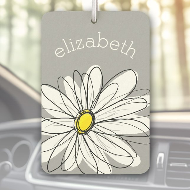 Ambientador Daisy de moda con gris y amarillo (Personalized Car Air Freshener)