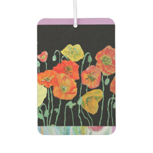 Ambientador de coche con amapolas naranjas y negra