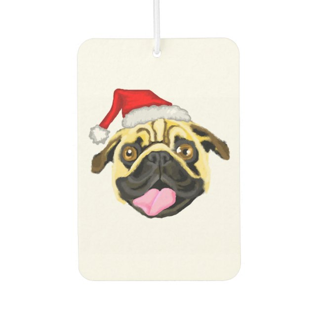 Ambientador de coche de pug de Navidad (Anverso)