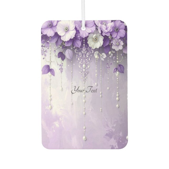 Ambientador de Flores Moradas con Perlas Colgantes (Anverso)
