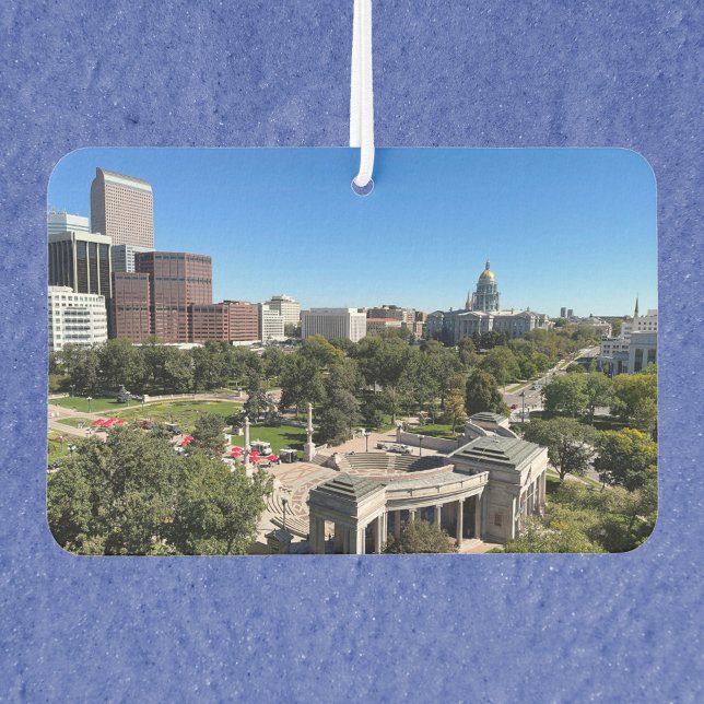 Ambientador Denver Skyline Colorado Capitol Building Photo (An air freshener with a photograph of downtown Denver, Colorado)