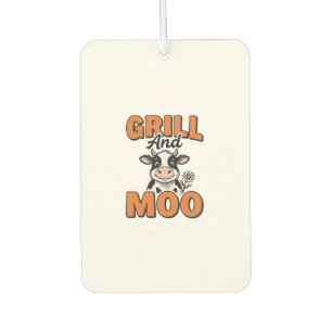 Ambientador Dibujo de camiseta vintage Funny Cow Grill And Moo