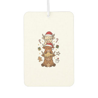 Ambientador Dibujo vintage de Navidad de vaca de las Highlands