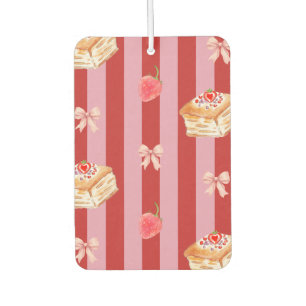 Ambientador Diseño a rayas rosas y rojas con patrón de pastel