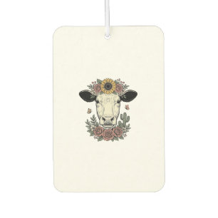 Ambientador diseño de grabado vintage de cabeza de vaca floral