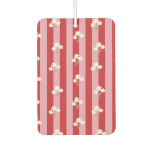 Ambientador diseño de raya roja y rosa con flores blancas