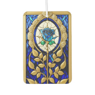 Ambientador Diseño de Rosa Azul en Vidrio Emplomado