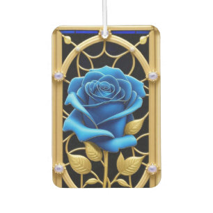 Ambientador Diseño de Rosa Azul en Vidrio Emplomado