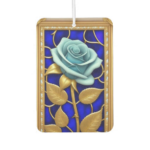 Ambientador Diseño de Rosa Azul en Vidrio Emplomado