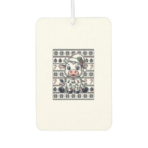Ambientador Diseño de suéter feo de vaca de Navidad grabado vi