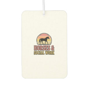 Ambientador Diseño vectorial retro puesta de sol caballos y tr