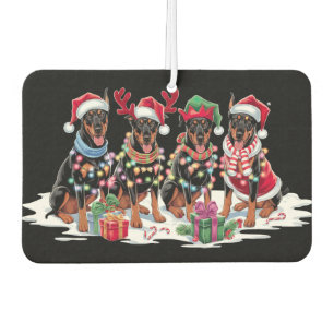Ambientador Doberman Santa hat antea luces de elefantes Navida
