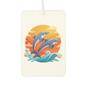 Ambientador Dos delfines de dibujos animados saltando