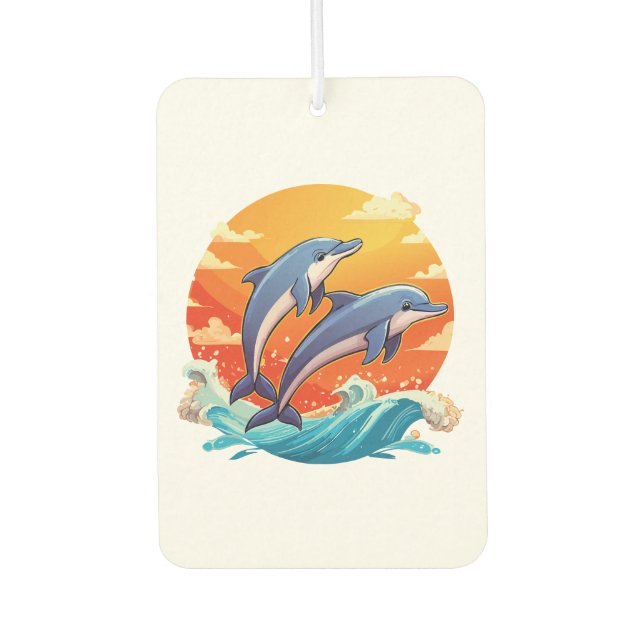 Ambientador Dos delfines de dibujos animados saltando (Anverso)