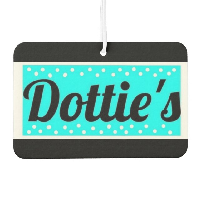 Ambientador Dottie's Store Logo Car Air Freshener Black & Aqua (Anverso)