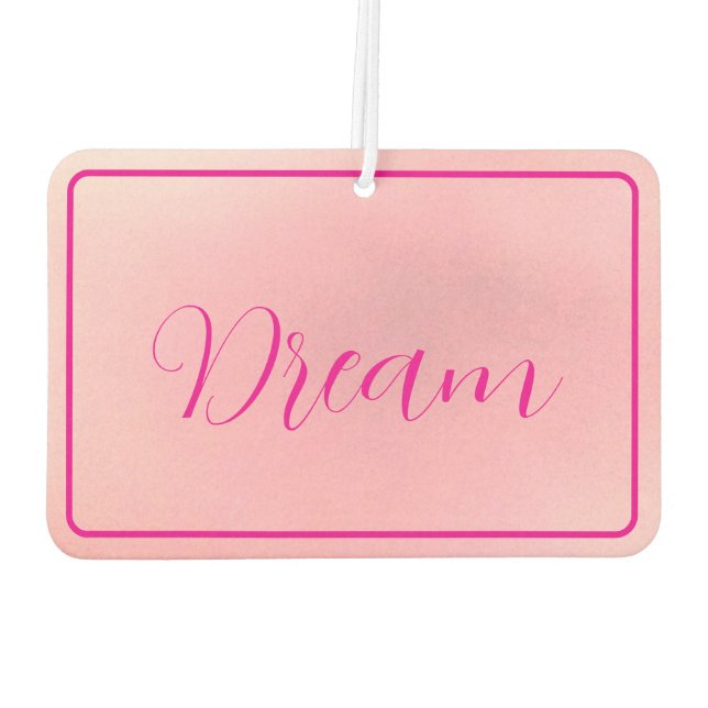 Ambientador "Dream" Letra rosa brillante gradiente rosado (Reverso)