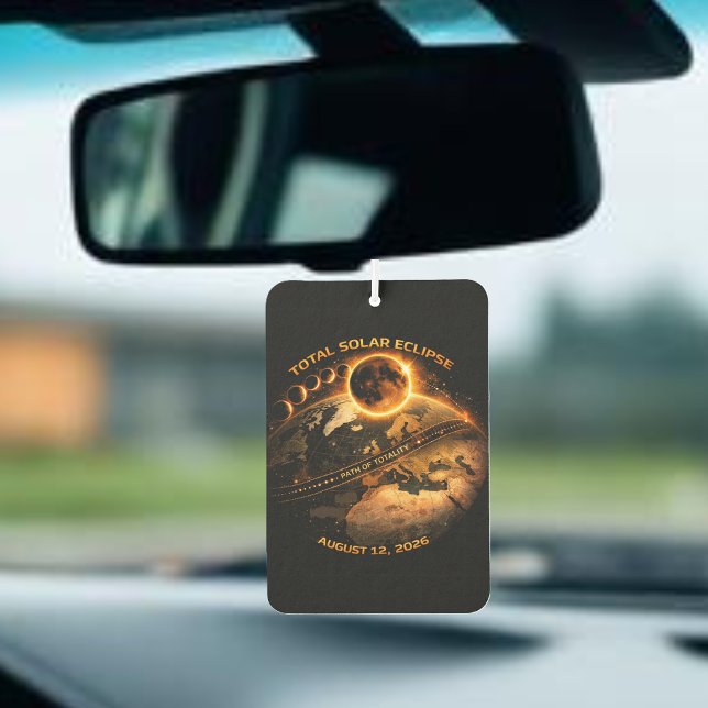 Ambientador Eclipse Total de Sol 2026 - Camino de Totalidad (Total Solar Eclipse 2026- Path of Totality Air Freshener)