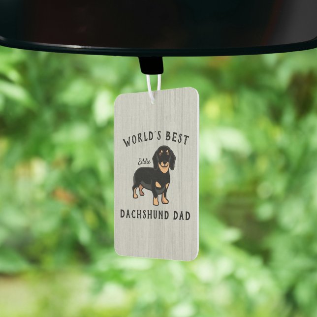 Ambientador El mejor perro Personalizado de Dachshund Dad nomb (World's Best Dachshund Dad Custom Dog Name Rustic Air Freshener)