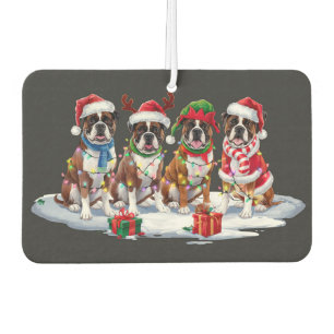 Ambientador El perro de boxeo Santa hat antea luces de elfo Na