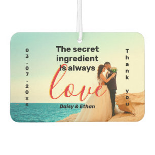 Ambientador El secreto es amor, matrimonio personalizado.