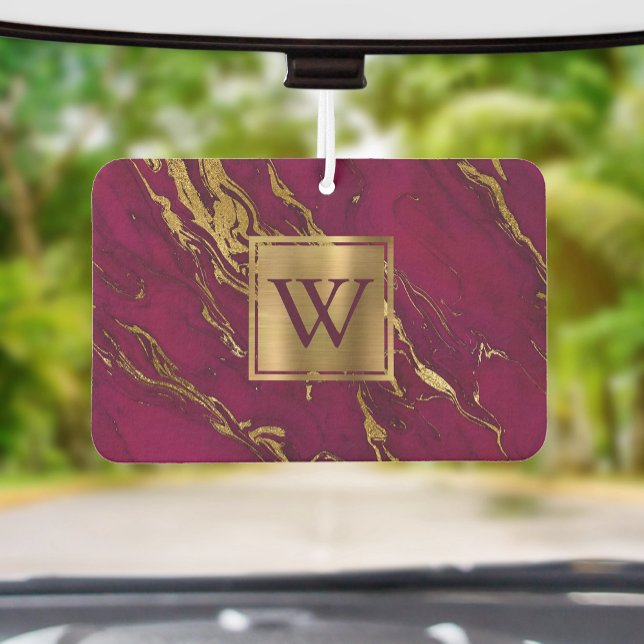 Ambientador Elegant Burgundy Gold Marble Monogram (Subido por el creador)
