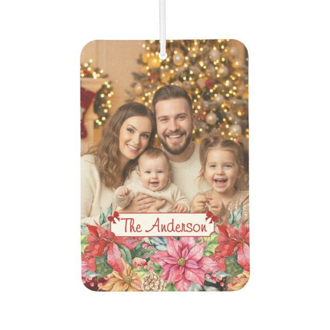 Ambientador Elegant Poinsettia Floral Border Custom Photos (Anverso)