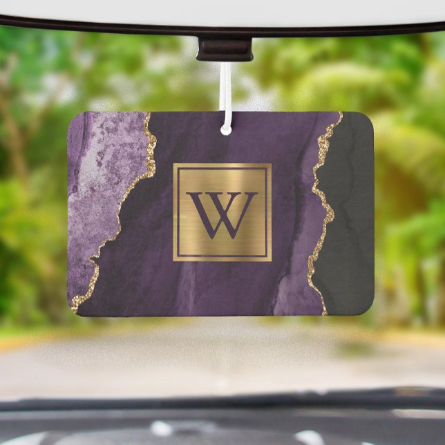 Ambientador Elegant Purple Gold Agate Monogram (Subido por el creador)