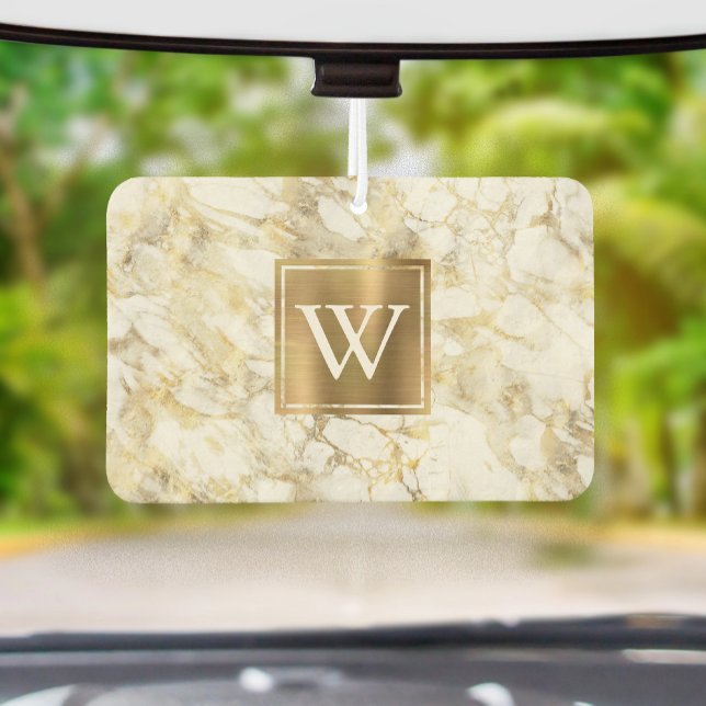 Ambientador Elegant White Gold Marble Monogram (Subido por el creador)