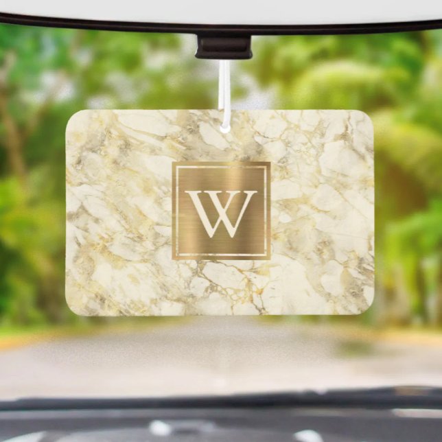 Ambientador Elegant White Gold Marble Monogram (Subido por el creador)