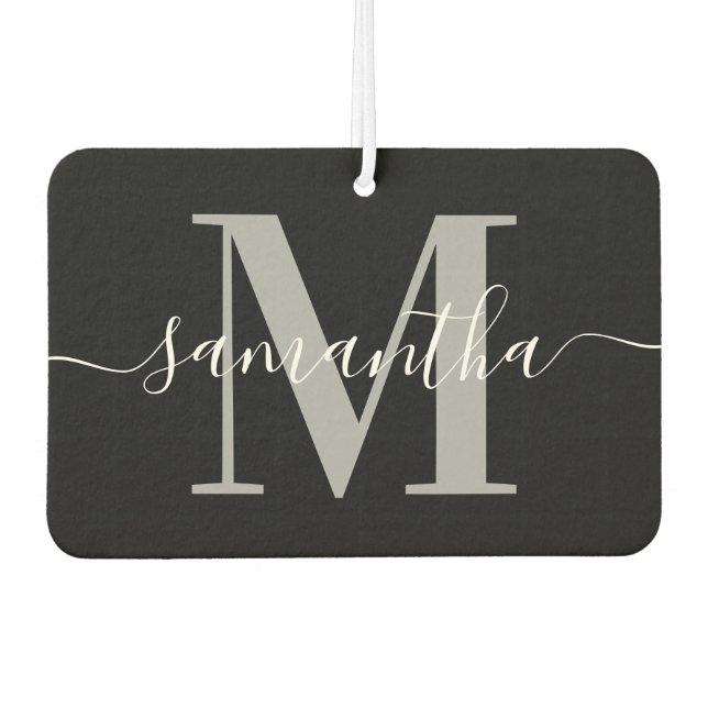 Ambientador Elegante firma gris moderno Monograma negro foto (Anverso)