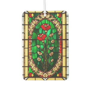 Ambientador Elegante Flor Roja de Vidrio Teñido