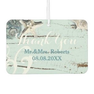 Ambientador Elegante madera BLue Seashells Beach Wedding