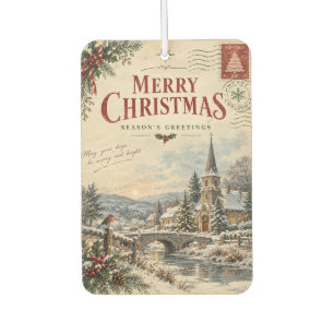 Ambientador Elegante Navidad Vintage, estilo Tarjeta Postal Re