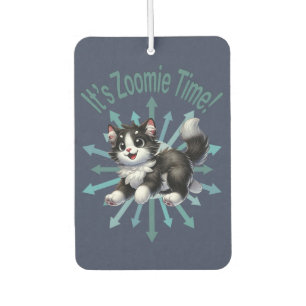 Ambientador Es Zoomie Time Cute Gato Blanco y Negro