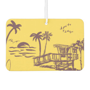 Ambientador Esbozo de playa tropical amarillo vintage de Guay