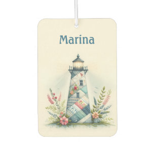 Ambientador Escena floral de faro con patchwork costero
