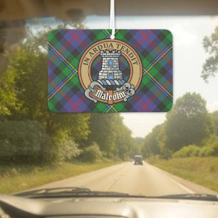 Ambientador Escudo de armas del Clan Malcolm sobre tartán