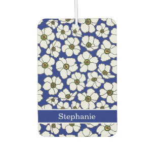 Ambientador Estampado floral moderno en azul con personalizaci
