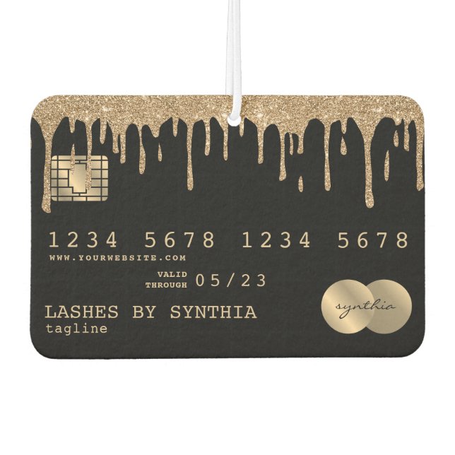 Ambientador estilo tarjeta de crédito giratorio oro gotea maqu (Anverso)