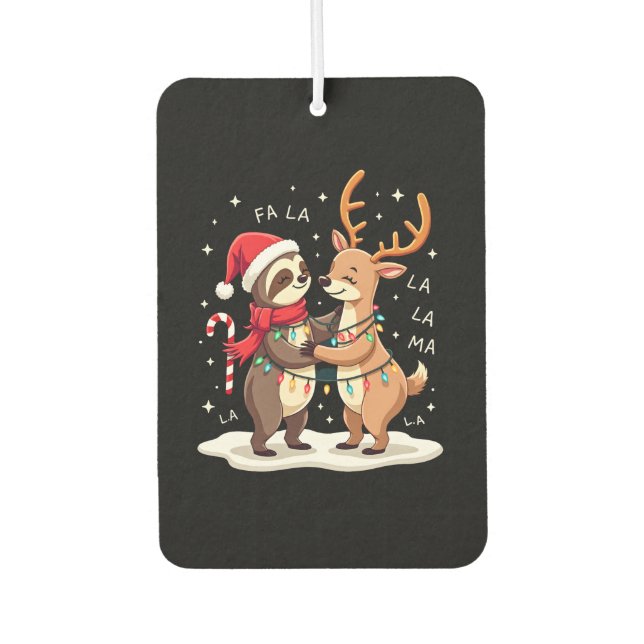 Ambientador Fa La La Llama Xmas Lights Sloth Riding Llama Chri (Anverso)