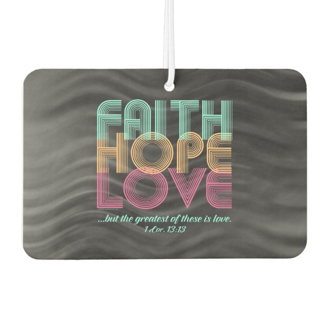 Ambientador Faith Hope Love Christian Bible Verse Retro (Anverso)