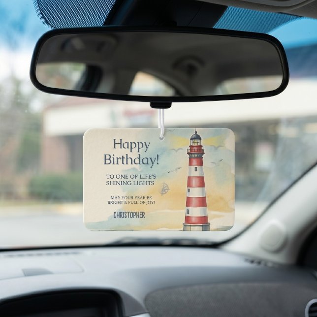 Ambientador Faro Rojo Blanco Desodorante para Coche Cumpleaños (Smooth sailing starts here.)