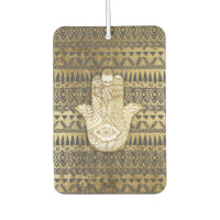 Faux Print Gold Hamsa Hand and and Tribal Aztec