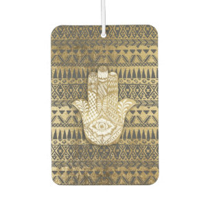 Ambientador Faux Print Gold Hamsa Hand and and Tribal Aztec