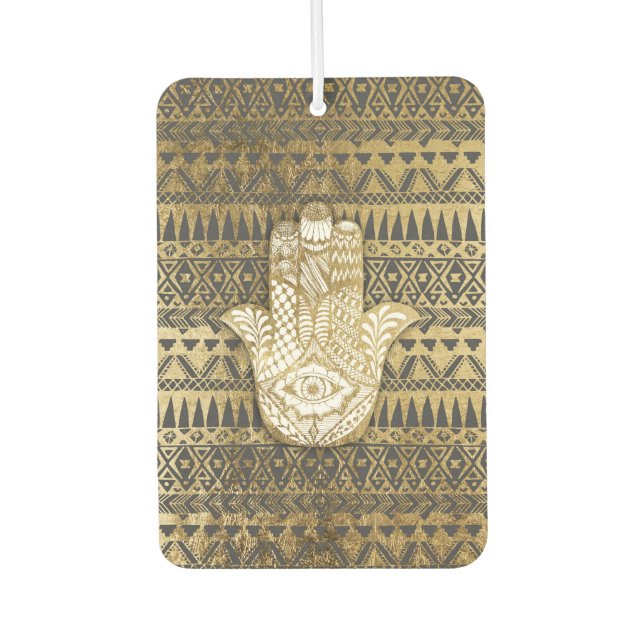 Ambientador Faux Print Gold Hamsa Hand and and Tribal Aztec (Anverso)